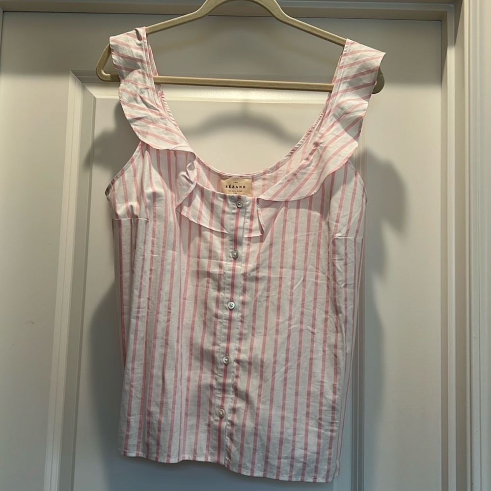 Sezane Pink & White striped Tank top - Size 42